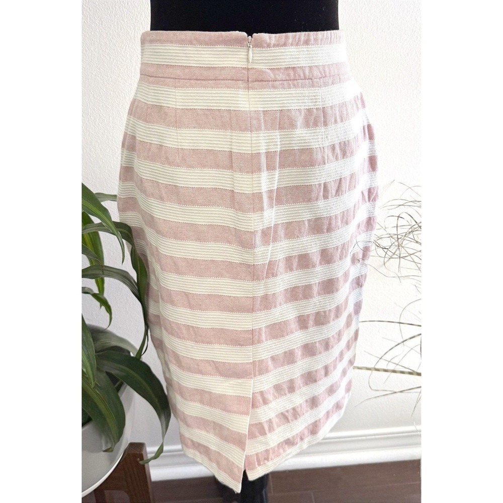 LOFT 100% Cotton Nautical Textured Pencil Skirt Size 6 Corporate Coastal Chic - Picture 2 of 8